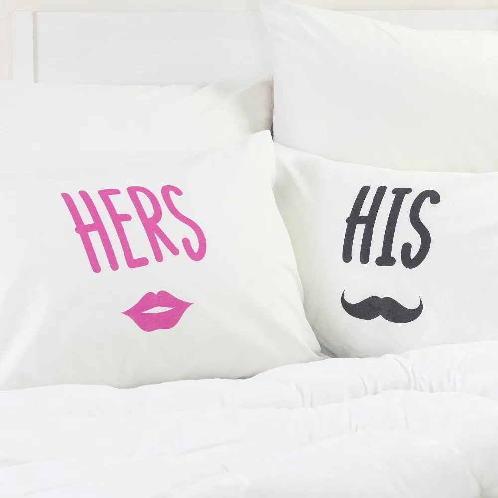 Ζεύγος Μαξιλαροθήκες His&amp;Hers Λευκό  2  50 x 70 cm 018902071017