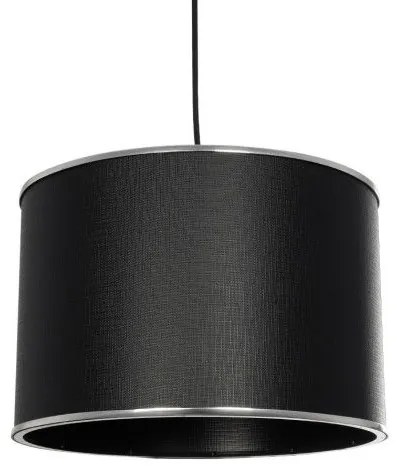 ELECTRA 203-0111 Μοντέρνο Κρεμαστό Φωτιστικό Καπέλο Μονόφωτο 1 x E27 IP20 Mαύρο Ύφασμα με Ασημί Μέταλλο-Μ30 x Π30 x Globostar 203-0111 Μαύρο