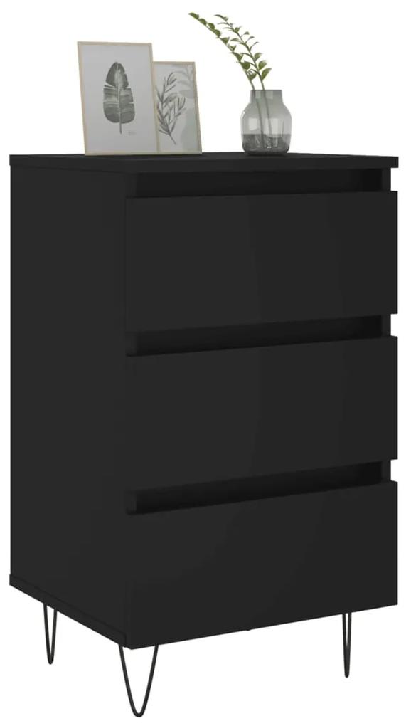 vidaXL Κομοδίνα 2 τεμ. Μαύρα 40 x 35 x 69 εκ. από Επεξεργασμένο Ξύλο