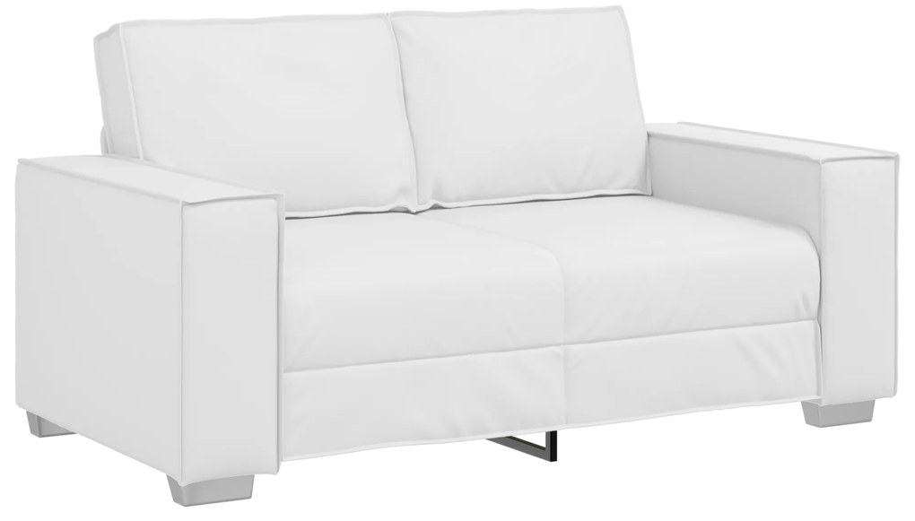 vidaXL Καναπές Loveseat 160 εκ με μαξιλάρι Λευκό Τεχνητό δέρμα