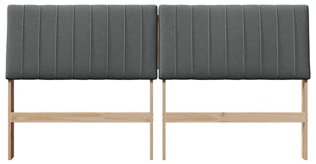 vidaXL Ταπετσαρισμένο κεφαλάρι Σκούρο Γκρι 200 cm Στερεά ξυλεία πεύκου