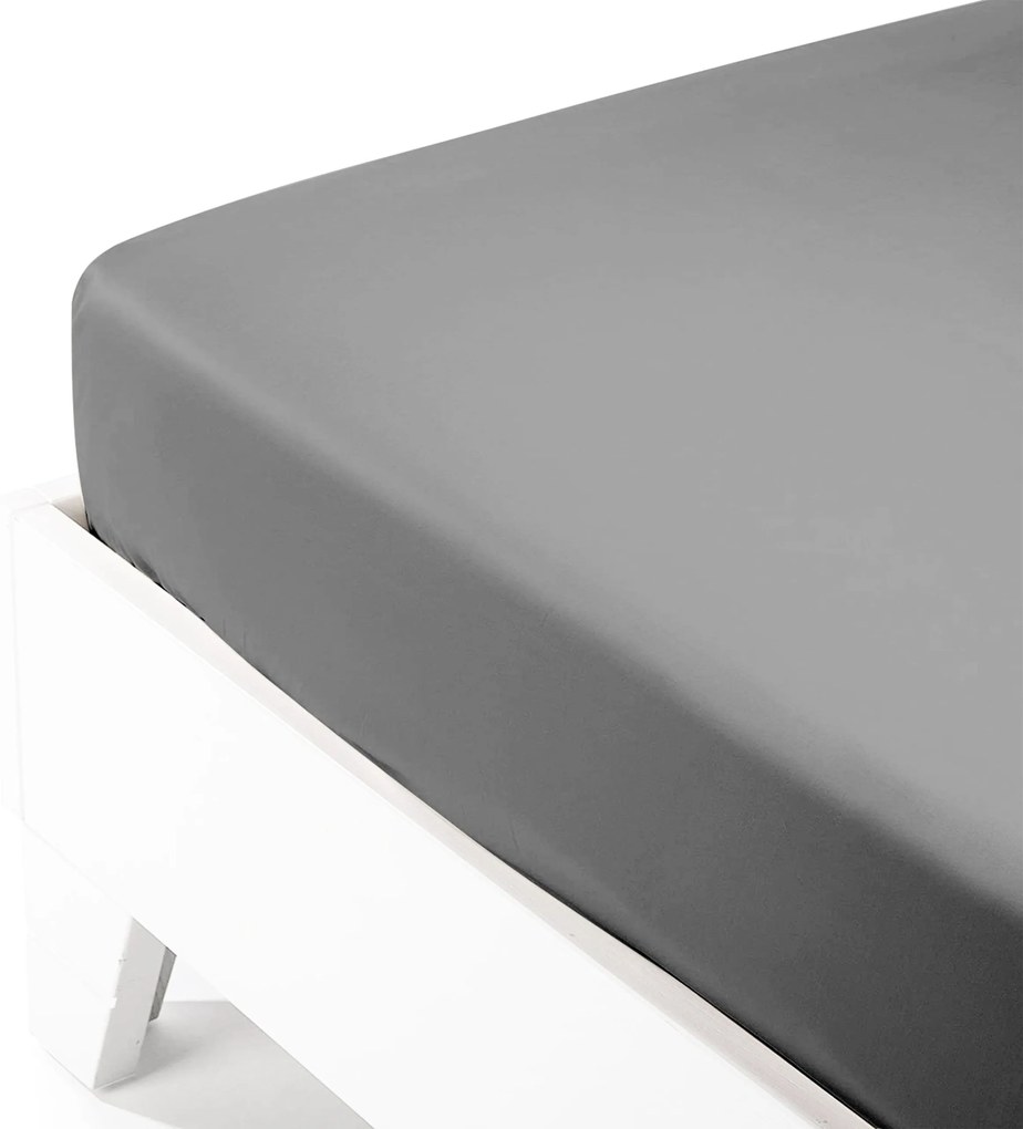 Κατωσέντονο Satin με λάστιχο Dark Grey Υπέρδιπλο (180x200+35)