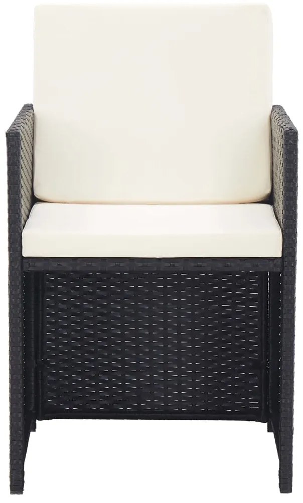 vidaXL Σετ Τραπεζαρίας Εξ. Χώρου 17 τεμ Μαύρο Συνθ. Ρατάν με Μαξιλάρια