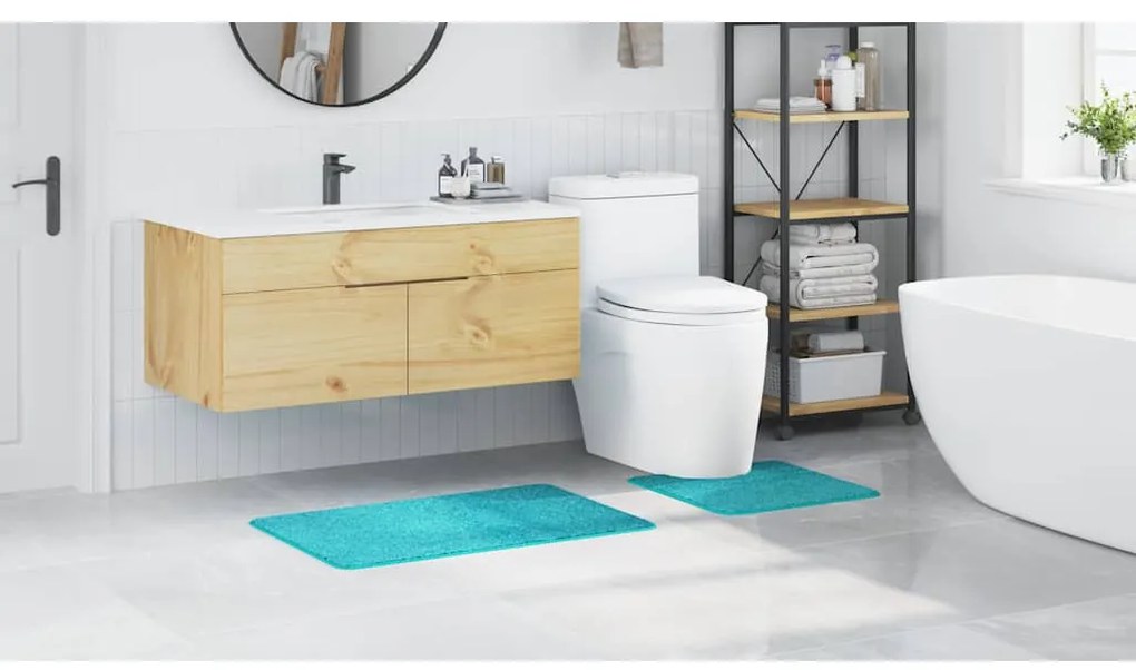 vidaXL Σετ Μάτ Μπάνιου Αντιολισθητικό 2 pcs Τιρκουάζ PP