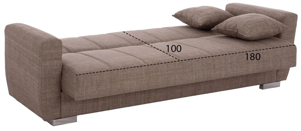 Καναπές - Κρεβάτι Polya 3θέσιος Καφέ 215x80x77 εκ. 215x80x77 εκ.