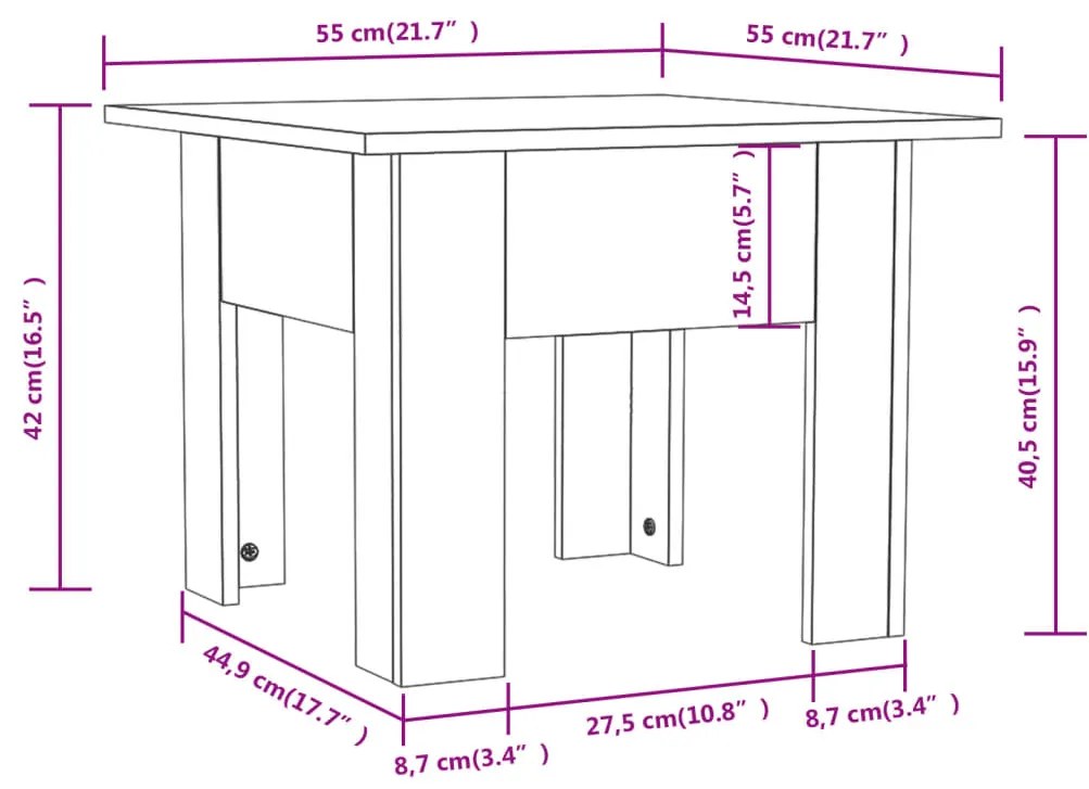 vidaXL Τραπεζάκι Σαλονιού Καπνιστή Δρυς 55 x 55 x 42 εκ. Μοριοσανίδα