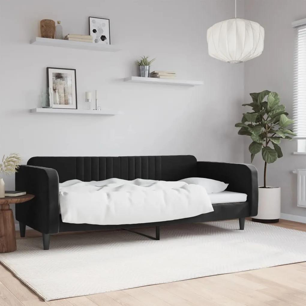 Καναπές Κρεβάτι Μαύρος 100 x 200 εκ. Βελούδινος
