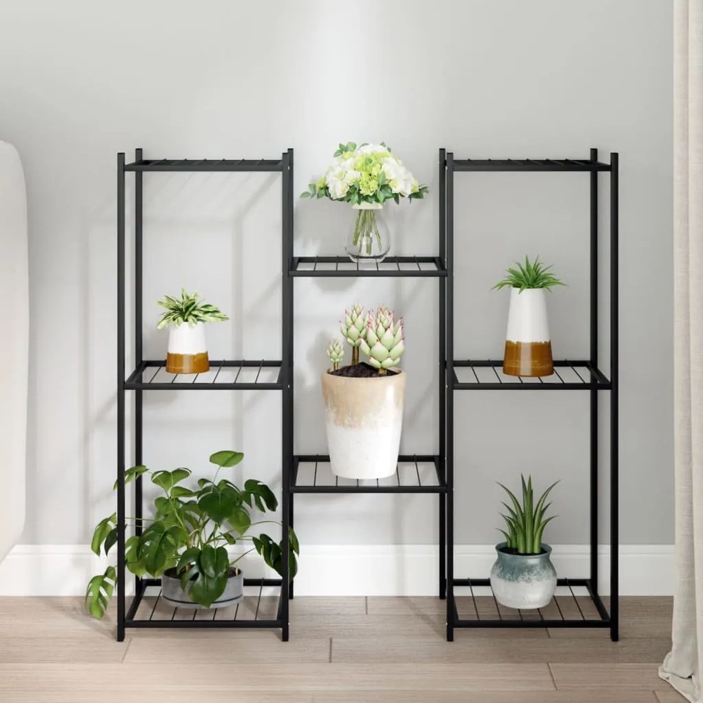 vidaXL Βάση Λουλουδιών Μαύρη 83 x 25 x 80 εκ. Σιδερένια