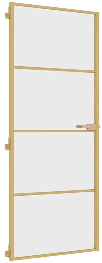vidaXL Εσωτερική Πόρτα Χρυσή 83 x 201,5 εκ. Ψημένο Γυαλί &amp; Αλουμίνιο