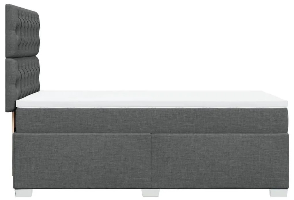 Κρεβάτι Boxspring με Στρώμα Σκούρο Γκρι 90x190 εκ. Υφασμάτινο - Γκρι