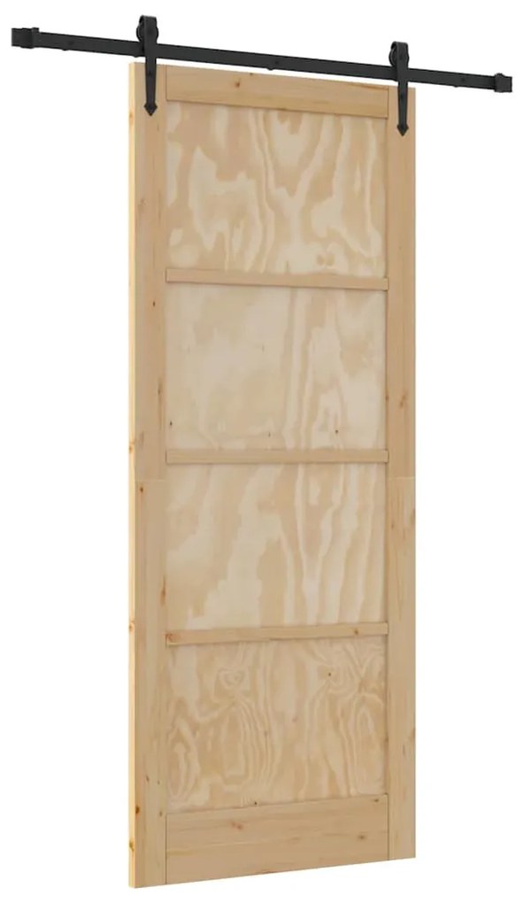 vidaXL Συρόμενη Πόρτα Χειροκίνητος Καφέ 86 x 211 cm Μασίφ ξύλο πεύκου