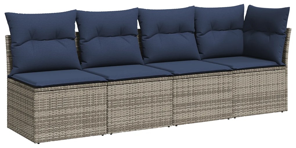vidaXL Καναπές Κήπου με μαξιλάρι Γκρι 227 x 62 x 69 εκ συνθετικό ρατάν