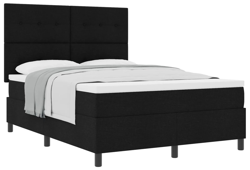 vidaXL Κρεβάτι με ελατήριο Μαύρο 140x200 εκατοστά Ύφασμα