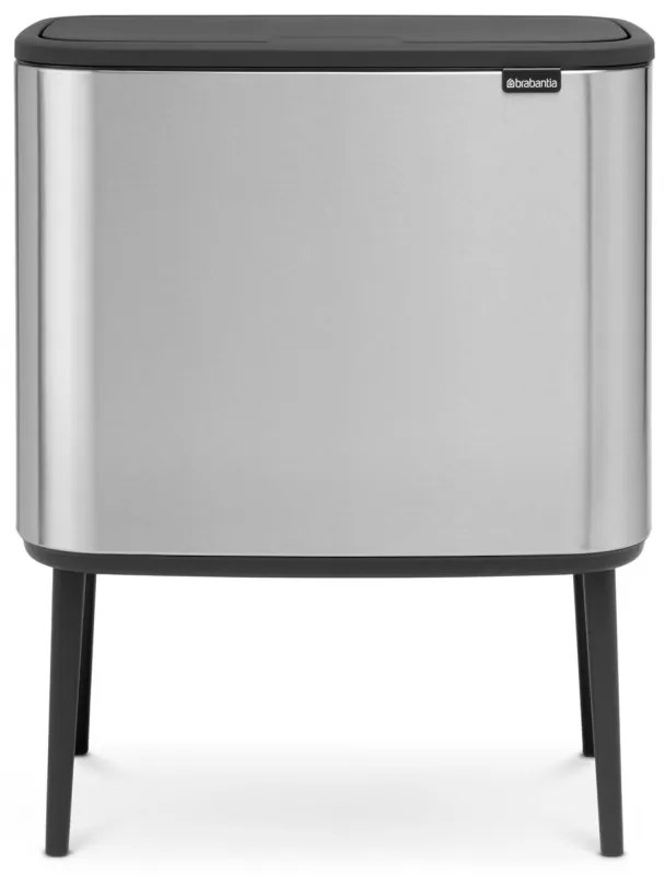 Κάδος απορριμμάτων Brabantia Bo Touch 11+23L, Εύκολο κλείσιμο, Αντιολισθητική βάση, Ανθεκτικό στα δακτυλικά αποτυπώματα, Inox/Ματ