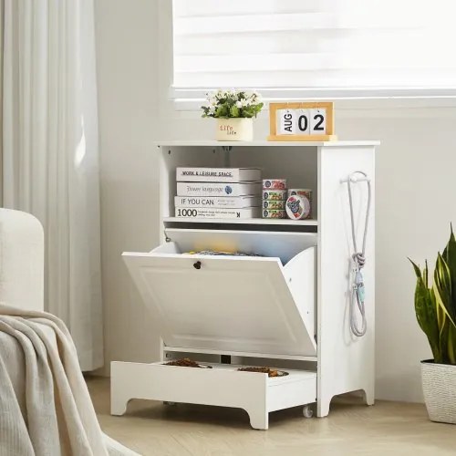 VEVOR Pet Feeding Station w/ 2 Elevated Dog Bowls Dog Food &amp; Toy Storage Cabinet