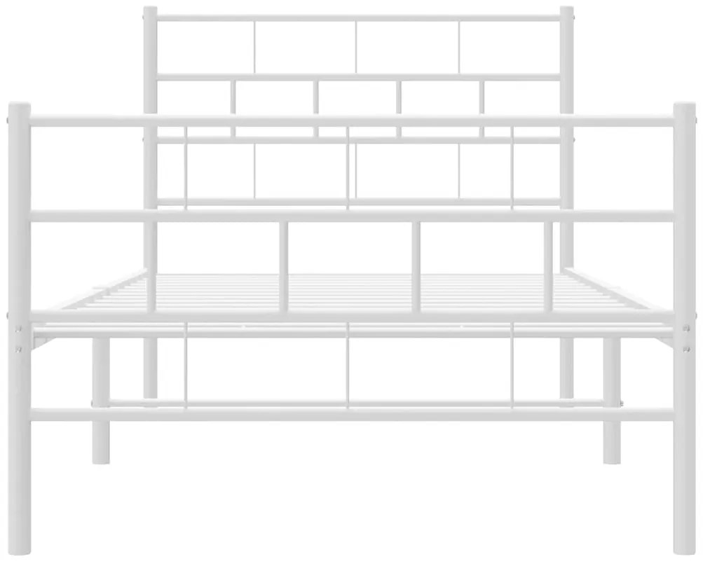 vidaXL Πλαίσιο Κρεβατιού με Κεφαλάρι&Ποδαρικό Λευκό 100x200εκ. Μέταλλο