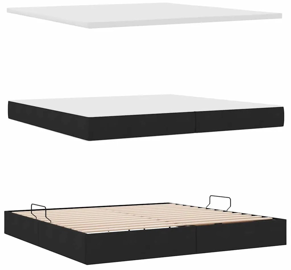 vidaXL Κρεβάτι με αποθηκευτικό χώρο και στρώμα Μαύρο 200 x 200 cm