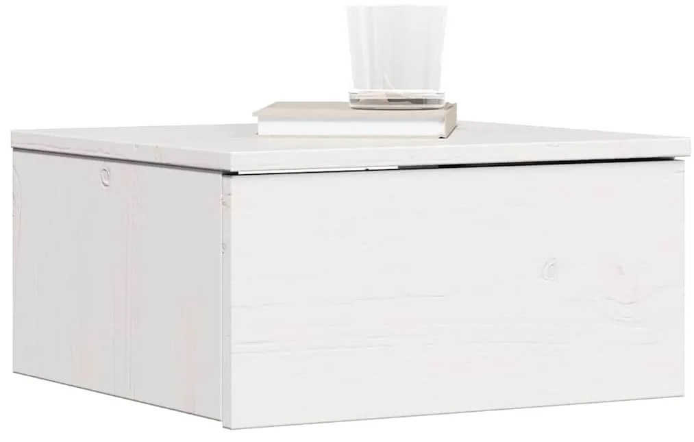 vidaXL Κομοδίνο με συρτάρι Λευκό 37 x 35 x 18.5 εκ Μασίφ ξύλο πεύκου