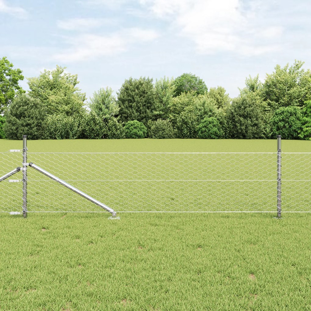 vidaXL Φράχτης Hexagon 0.8x25 m Γαλβανισμένος Χάλυβας