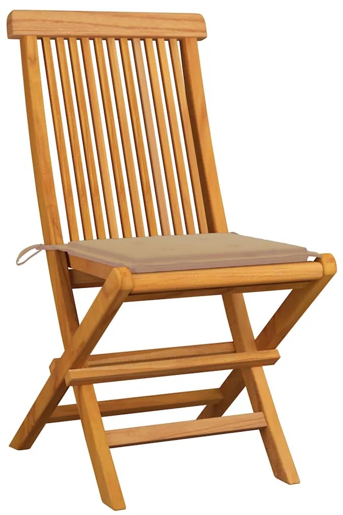 vidaXL Καρέκλες Κήπου 6 τεμ. από Μασίφ Ξύλο Teak με Μπεζ Μαξιλάρια