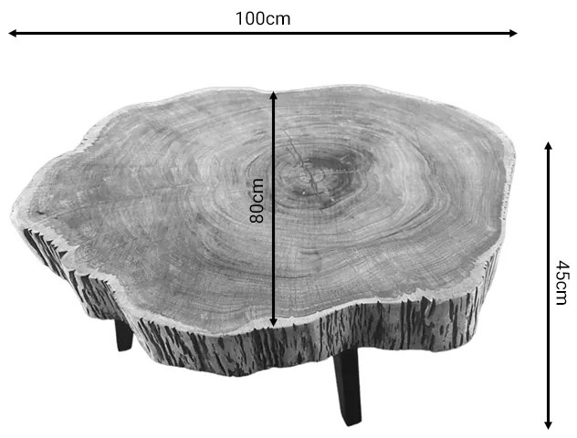 Τραπέζι σαλονιού Serhio pakoworld φυσικό μασίφ ξύλο ακακίας 100x80x45εκ (1 τεμάχια)