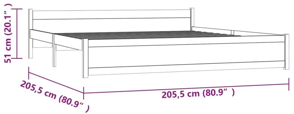 Πλαίσιο Κρεβατιού Λευκό 200 x 200 εκ. από Μασίφ Ξύλο - Λευκό