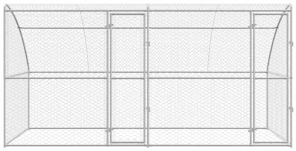 vidaXL Κλουβί Σκύλου με αποθήκευση 2 pcs Ασημί 4 x 2 x 2 m Ατσάλι