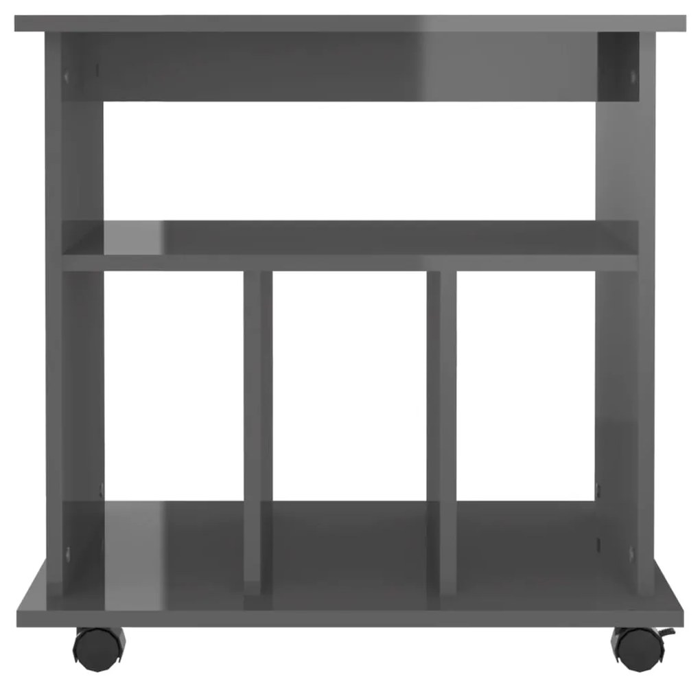 vidaXL Ντουλάπι Τροχήλατο Γυαλιστ. Γκρι 60x45x60 εκ. από Μοριοσανίδα