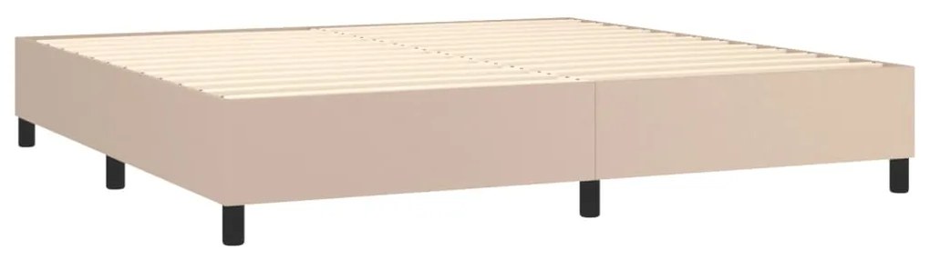 Κρεβάτι Boxspring με Στρώμα Καπουτσίνο 200x200εκ.από Συνθ.Δέρμα - Καφέ