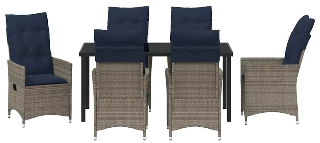 vidaXL Σέτ φαγητού για κήπο 7 pcs Γκρι συνθετικό ρατάν