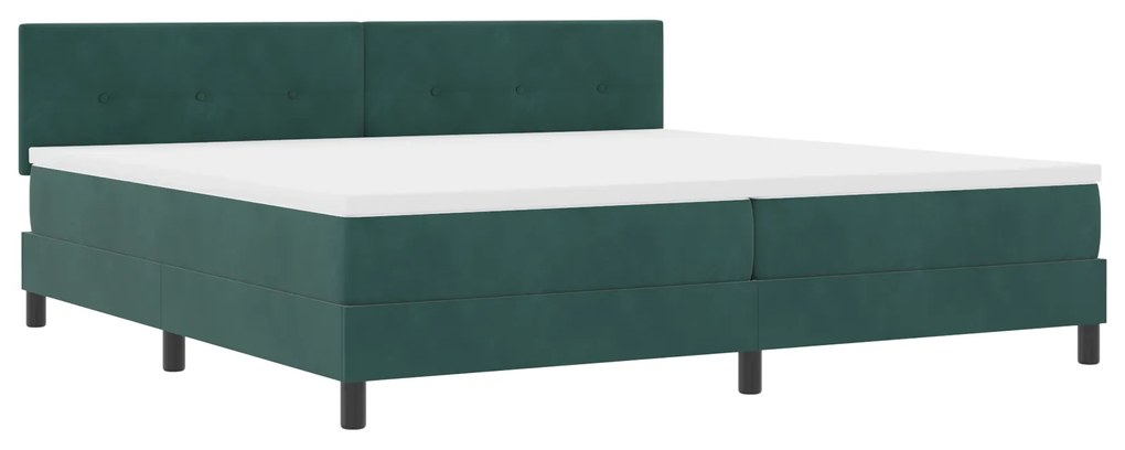 vidaXL Κρεβάτι Box Spring με Στρώμα Σκούρο Πράσινο 200x200 εκ. Βελούδο