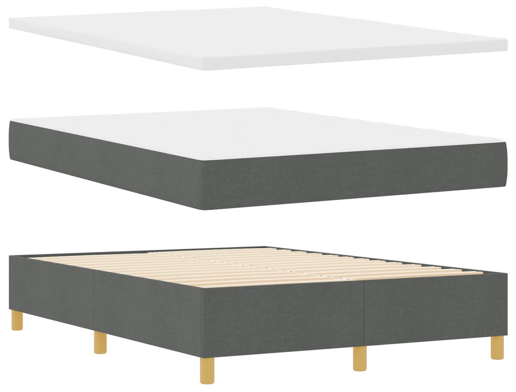 vidaXL κρεβάτι Box Spring με στρώμα Γκρι 160x200 εκ. Υφάσματος