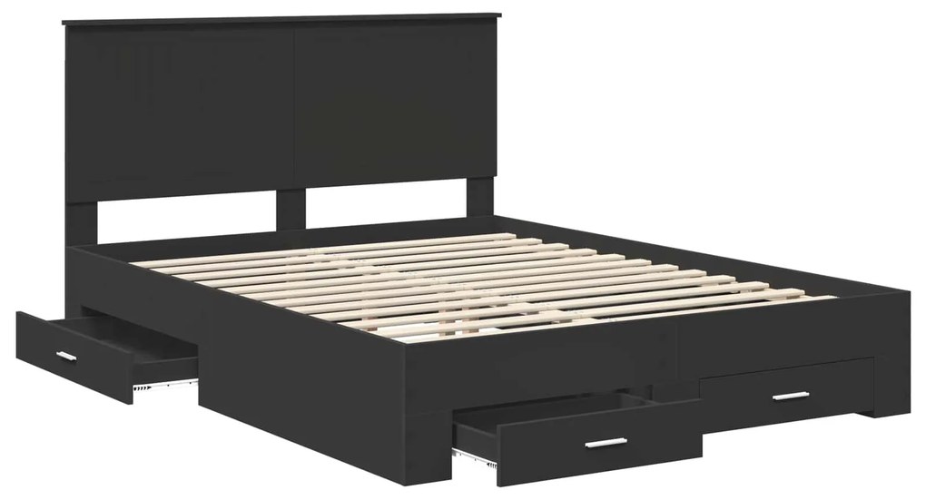 vidaXL Σκελετός Κρεβατιού με κεφαλάρι Μαύρο και Ασημί 150 x 200 cm