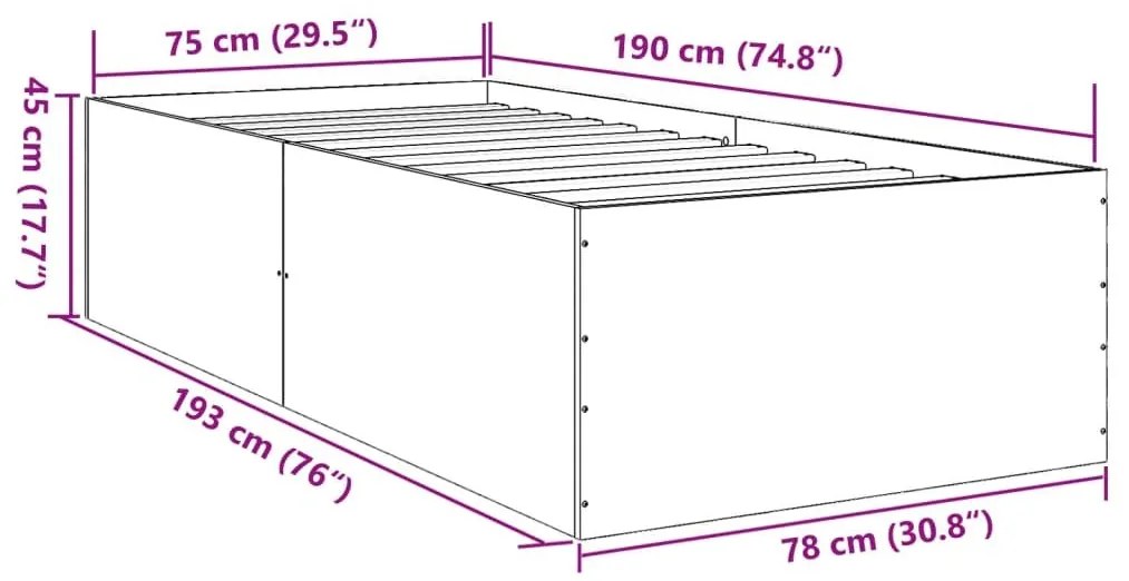 Πλαίσιο Κρεβατιού Γκρι Sonoma 75x190 εκ. Επεξεργασμένο Ξύλο - Γκρι