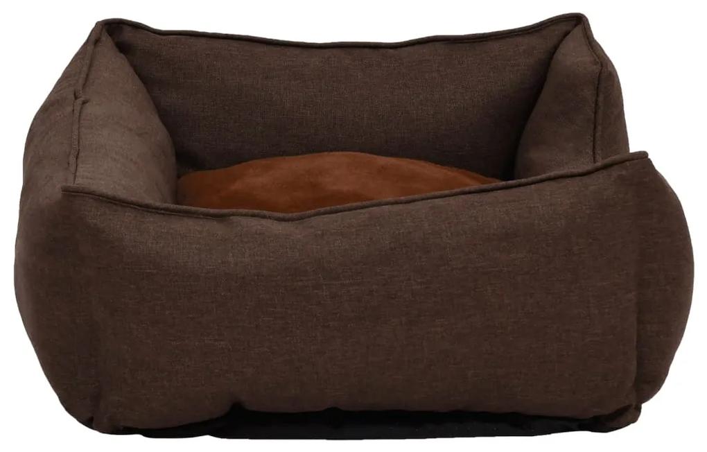 vidaXL Κρεβάτι Σκύλου Καφέ 85,5 x 70 x 23 εκ. Όψη Λινού Φλις