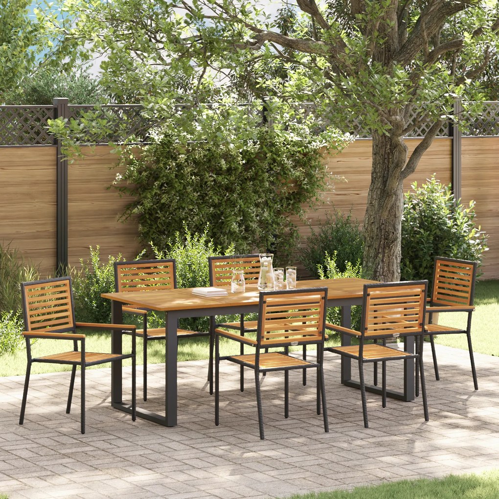 vidaXL Σετ Υπαίθριας Μαγειρικής 7 pcs Μαύρο 200 x 90 x 75 cm