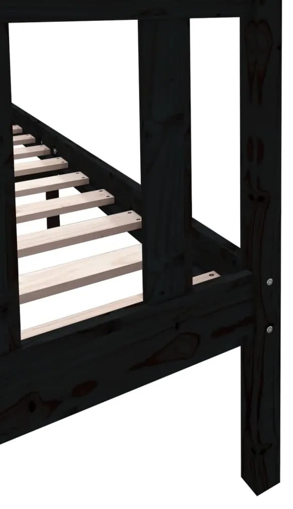 vidaXL Πλαίσιο Κρεβατιού Μαύρο 135 x 190 εκ. Μασίφ Ξύλο Πεύκου Double