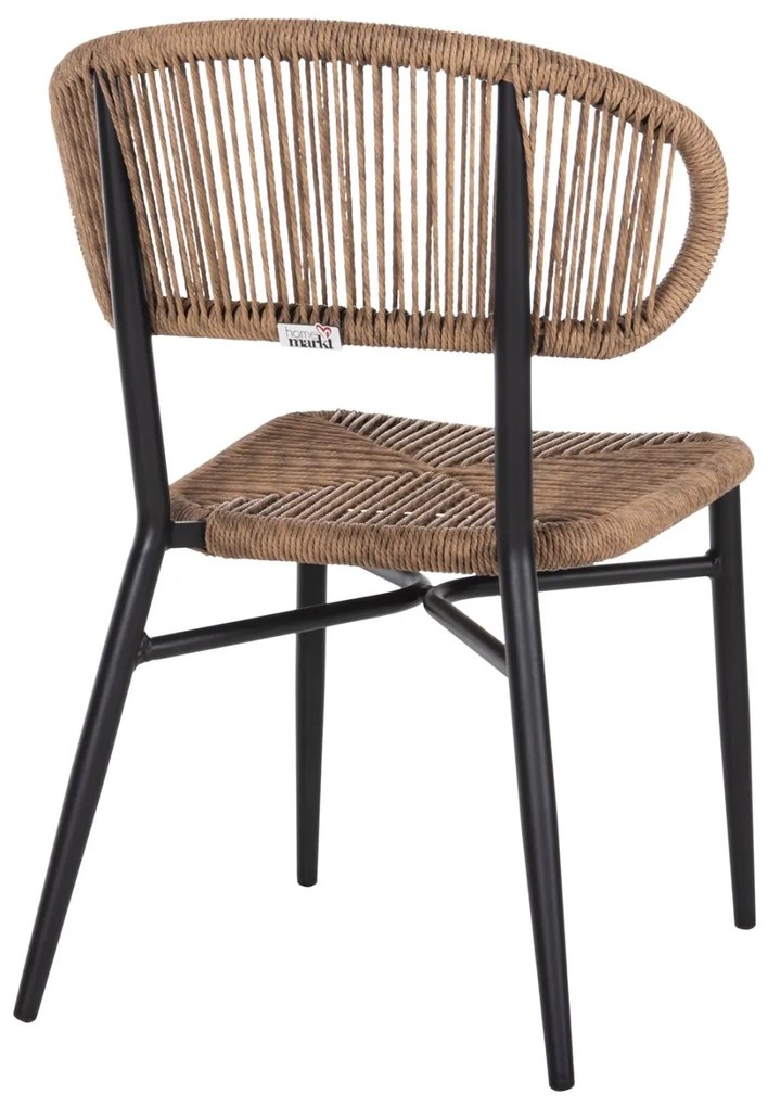 Καρέκλα EULO C6049.02 Αλουμινίου Μαύρο με Συνθετικό Rattan Μπέζ 49x60x78Υ εκ. 49x60x78 εκ.