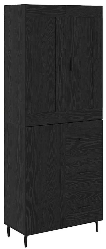 vidaXL Highboard με συρτάρι 2 pcs Μαύρη Οξυά Σύνθετο Ξύλο και Γυαλί