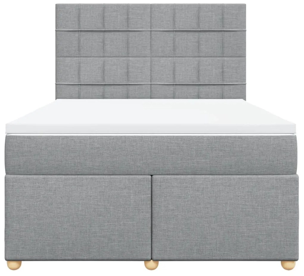 vidaXL Κρεβάτι Boxspring με Στρώμα Ανοιχτό Γκρι 140x200 εκ. Υφασμάτινο