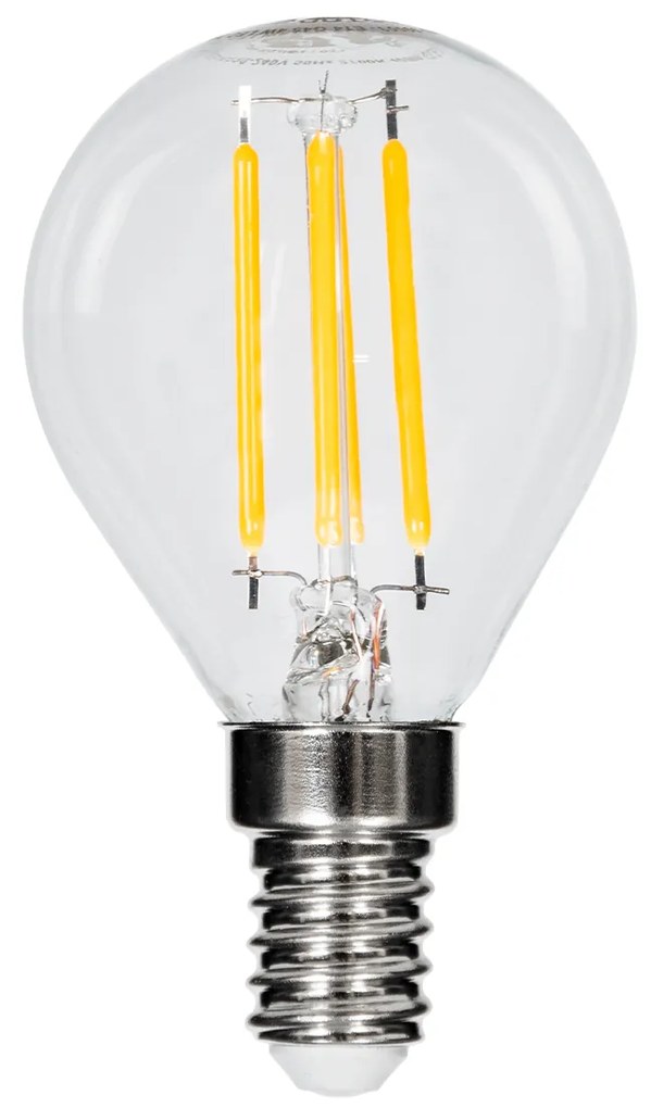 GloboStar 99003 Λάμπα LED Long Filament E14 G45 Γλομπάκι 4W 400lm 360° AC 220-240V IP20 Φ4.5 x Υ7.5cm Θερμό Λευκό 2700K με Διάφανο Γυαλί Dimmable - 3 Χρόνια Εγγύηση - 99003