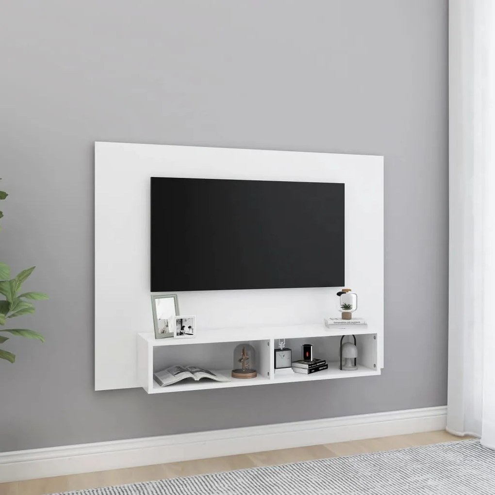 vidaXL Έπιπλο Τηλεόρασης Τοίχου Λευκό 120 x 23,5 x 90 εκ. Μοριοσανίδα