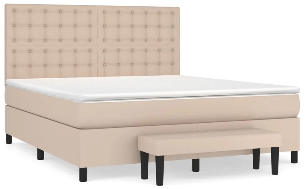 vidaXL Κρεβάτι Boxspring με Στρώμα Καπουτσίνο 180x200 εκ. Συνθ. Δέρμα