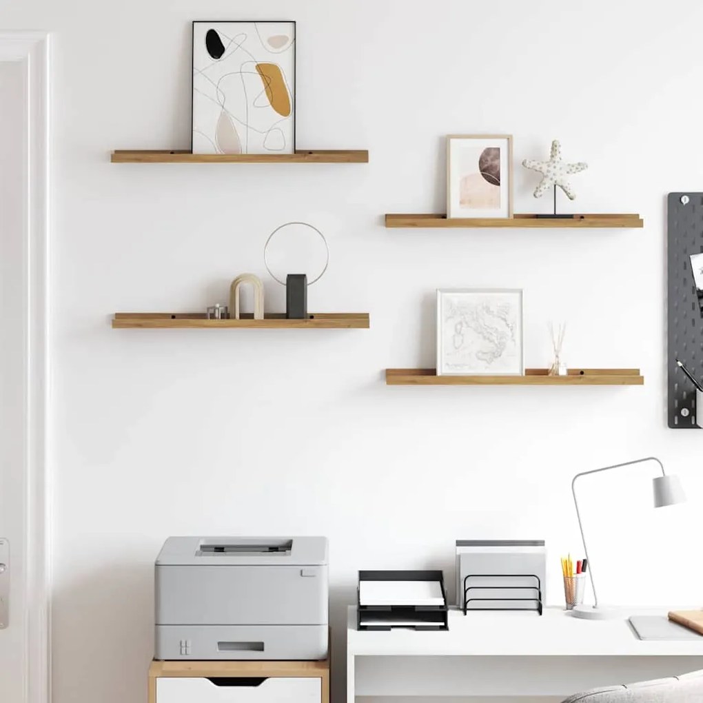 vidaXL Ράφι Τοίχου με ράφι 4 pcs Καφέ 60 x 9 x 3 cm Επεξεργασμένο ξύλο