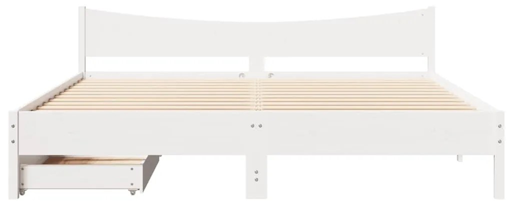 vidaXL Πλαίσιο Κρεβατιού Συρτάρια Λευκό 200x200 εκ. Μασίφ Ξύλο Πεύκου