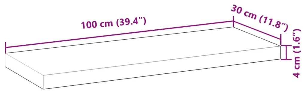 Ράφι Κρεμαστό 100x30x4 εκ. Φινίρισμα Λαδιού Μασίφ Ακακία - Καφέ