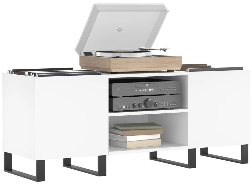 vidaXL Δισκοθήκη Λευκή 121 x 38 x 48 εκ. Επεξεργασμένο Ξύλο
