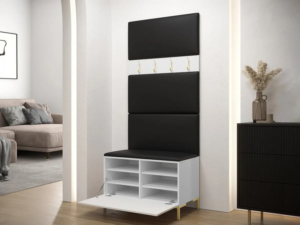 Σετ διαδρόμου Hartford F102, 196x84x46cm, 32 kg, Μαύρο, Οικολογικό δέρμα, Πλαστικοποιημένη μοριοσανίδα, Εντοιχισμένη, Τοίχου | Epipla1.gr