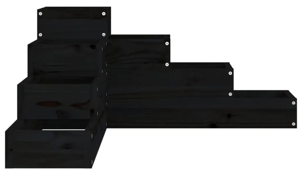 Ζαρντινιέρα 4 Επιπέδων Μαύρη 80,5x79x36 εκ. Μασίφ Ξύλο Πεύκου - Μαύρο