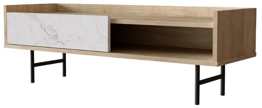 STOCKHOLM COFFEE TABLE SONOMA DECAPE ΛΕΥΚΟ ΜΕ ΟΨΗ ΜΑΡΜΑΡΟΥ ΜΑΥΡΟ 120x59xH40cm - 04-0652